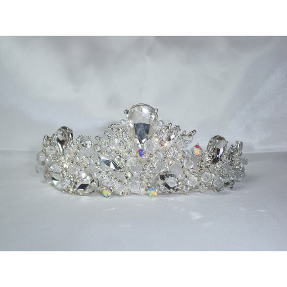 Rhinestone tiara crown Princess Tiara ,Floral Rhinestone Crown Bridal Headpiece - Picture 1 of 8